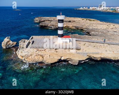 Leuchtturm von Colònia de Sant Jordi Stockfoto