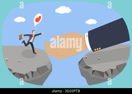 3D-Isometrische flache Darstellung von Unterstützung bei der Karriereentwicklung, Unterstützung bei der Lösung von Geschäftsproblemen Stockfoto