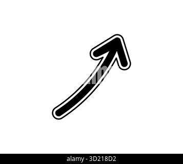 Schwarzes Pfeilsymbol, das das Vektorzeichen nach oben zeigt, das auf weißem Hintergrund isoliert ist und den Erfolg und die Bewegung des Wachstums darstellt Stock Vektor