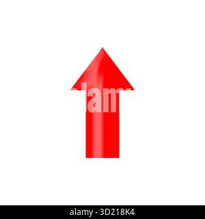 Roter 3D-Pfeil, der nach oben zeigt, Vektorsymbol auf weißem Hintergrund, das Erfolg und Fortschritt des Geschäftswachstums darstellt Stock Vektor