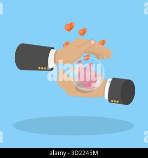 3D Isometrische flache Illustration der Organspende und -Transplantation, medizinisches Poster Stockfoto