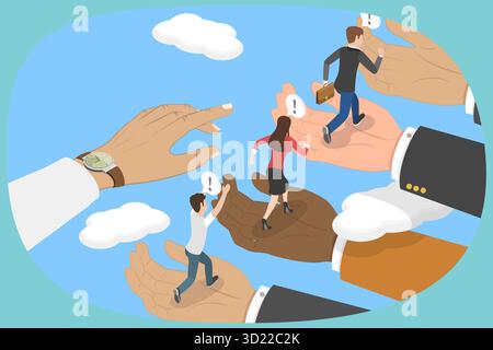 Isometrische 3D-Illustration von Weg zum Erfolg, strategischem Wachstumsplan für Führung und Karriereweg Stockfoto