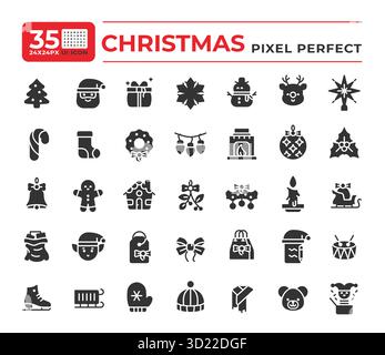 Symbolsatz für die benutzeroberfläche der Weihnachtsfeiertage Stock Vektor