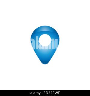 Blaue 3D-Positionskarte Pin-Symbol-Vektor isoliert auf weiß perfekt für Navigationskarte Illustration oder digitale Reise-Design-Projekte Stock Vektor