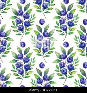 Nahtloses Blaubeermuster. Handgezeichnete Abbildung. Stockfoto
