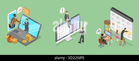 Isometrische 3D-Illustration von Stakeholder Management, Partnerschaft und Zusammenarbeit Stockfoto