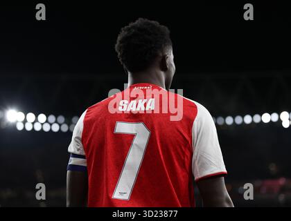 London, Großbritannien. Oktober 2025. Bukayo Saka von Arsenal beim Spiel Arsenal gegen Brighton und Hove Albion Carabao Cup im Emirates Stadium in London. Der Bildnachweis sollte lauten: David Klein/Sportimage Credit: Sportimage Ltd/Alamy Live News Stockfoto