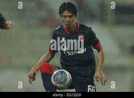 Nus, Serbien. Oktober 2025. Crvena Zvezda's Seol Youngwoo während des Fußballspiels der Serbischen Superliga zwischen Crvena Zvezda (Roter Stern) und Radnicki NIS Stockfoto