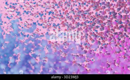 Abstraktes Muster aus violetten und rosa Blasen in einem lebendigen und farbenfrohen Hintergrund. Abbildung, Rendering Stockfoto