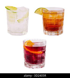 Farbenfrohe Cocktails in Kristallgläsern für ein festliches Treffen Stockfoto