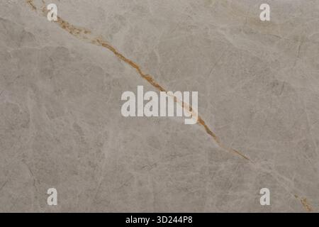 Elegante graue Marmoroberfläche mit goldenen Aderdetails, die die Schönheit und Textur des Natursteins widerspiegeln Stockfoto