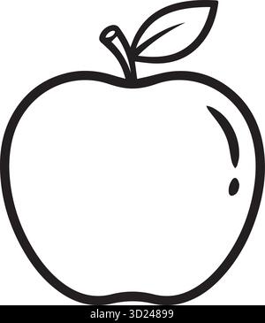 Eine Strichkunst einer Apfel-Illustration Vektor-Malseite Stock Vektor