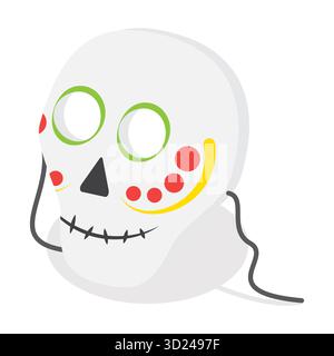 3D Isometrischer flacher Satz Halloween Gesichtsmasken, Karnevalskostüme. Punkt 6 Stockfoto