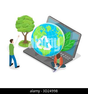 3D Isometrische flache konzeptionelle Darstellung von ESG Stockfoto