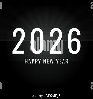 2026 Neujahrsgruß mit strahlendem Licht Stock Vektor