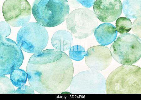 Buntes Wasserfarbenmuster in Grün- und Blautönen auf Licht Stockfoto