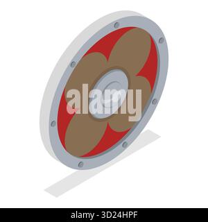 3D Isometrischer flacher Satz von Vikings Simbols, skandinavische Krieger Ausrüstung. Punkt 5 Stockfoto