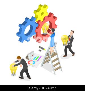 Isometrische 3D-Illustration von Teamwork und Zusammenarbeit, dediziertes Team. Punkt 2 Stockfoto