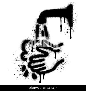 Waschen Sie Ihre Hände Symbol im Graffiti-Stil mit schwarzer Sprühfarbe für Hygiene- und Public Health-Kampagnen Stock Vektor