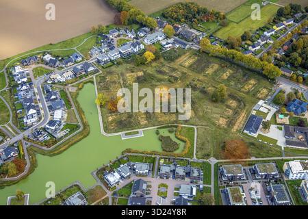 Luftaufnahme, neuseeländische Goch, Neu-See-Land Entwicklungsgebiet, Einfamilienhäuser und Stadthäuser, Standort der ehemaligen Reichswaldkaserne, Seeallee, G Stockfoto
