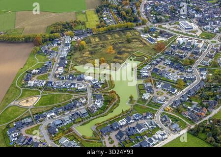 Luftaufnahme, neuseeländische Goch, Neu-See-Land Entwicklungsgebiet, Einfamilienhäuser und Stadthäuser, Standort der ehemaligen Reichswaldkaserne, Seeallee, G Stockfoto