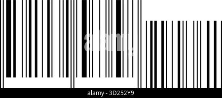 Einfache Vorlage für Barcode-Etiketten auf weißem Hintergrund. Layout des Barcode-Aufklebers. Modell der digitalen Darstellung visueller Daten mit Produkt Stock Vektor