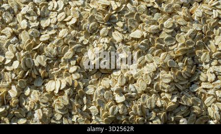 Haferflocken Makrohintergrund für gesundes Frühstück oder Bio-Food-Konzept. Stockfoto