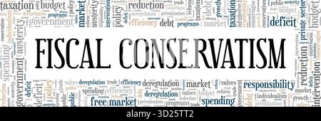Fiskalkonservatismus Wort Cloud konzeptuelles Design isoliert auf weißem Hintergrund. Stock Vektor