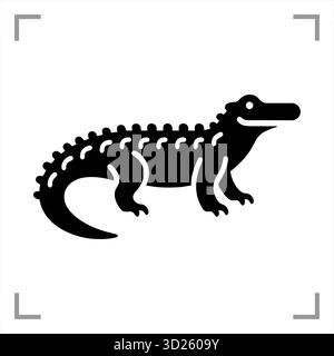 Ein schwarz-weißes Tiersymbol im Icon-, Logo-, Maskottchen- oder Piktogrammstil besticht durch ein klares, minimalistisches Design ohne Hintergrund Stock Vektor