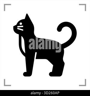 Ein schwarz-weißes Tiersymbol im Icon-, Logo-, Maskottchen- oder Piktogrammstil besticht durch ein klares, minimalistisches Design ohne Hintergrund Stock Vektor