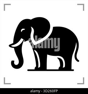 Ein schwarz-weißes Tiersymbol im Icon-, Logo-, Maskottchen- oder Piktogrammstil besticht durch ein klares, minimalistisches Design ohne Hintergrund Stock Vektor