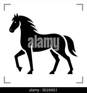 Ein schwarz-weißes Tiersymbol im Icon-, Logo-, Maskottchen- oder Piktogrammstil besticht durch ein klares, minimalistisches Design ohne Hintergrund Stock Vektor