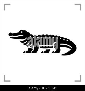 Ein schwarz-weißes Tiersymbol im Icon-, Logo-, Maskottchen- oder Piktogrammstil besticht durch ein klares, minimalistisches Design ohne Hintergrund Stock Vektor