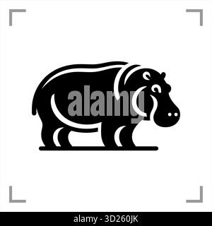 Ein schwarz-weißes Tiersymbol im Icon-, Logo-, Maskottchen- oder Piktogrammstil besticht durch ein klares, minimalistisches Design ohne Hintergrund Stock Vektor