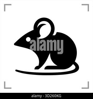 Ein schwarz-weißes Tiersymbol im Icon-, Logo-, Maskottchen- oder Piktogrammstil besticht durch ein klares, minimalistisches Design ohne Hintergrund Stock Vektor