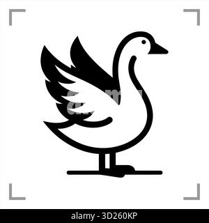 Ein schwarz-weißes Tiersymbol im Icon-, Logo-, Maskottchen- oder Piktogrammstil besticht durch ein klares, minimalistisches Design ohne Hintergrund Stock Vektor