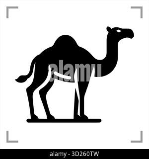 Ein schwarz-weißes Tiersymbol im Icon-, Logo-, Maskottchen- oder Piktogrammstil besticht durch ein klares, minimalistisches Design ohne Hintergrund Stock Vektor