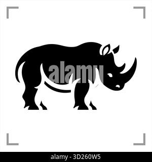 Ein schwarz-weißes Tiersymbol im Icon-, Logo-, Maskottchen- oder Piktogrammstil besticht durch ein klares, minimalistisches Design ohne Hintergrund Stock Vektor