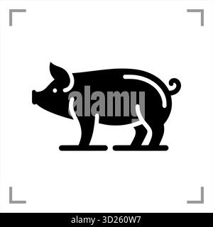 Ein schwarz-weißes Tiersymbol im Icon-, Logo-, Maskottchen- oder Piktogrammstil besticht durch ein klares, minimalistisches Design ohne Hintergrund Stock Vektor