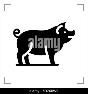 Ein schwarz-weißes Tiersymbol im Icon-, Logo-, Maskottchen- oder Piktogrammstil besticht durch ein klares, minimalistisches Design ohne Hintergrund Stock Vektor