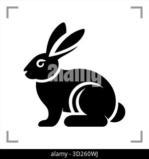 Ein schwarz-weißes Tiersymbol im Icon-, Logo-, Maskottchen- oder Piktogrammstil besticht durch ein klares, minimalistisches Design ohne Hintergrund Stock Vektor