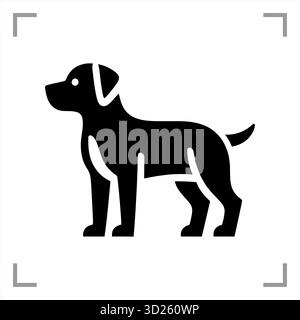 Ein schwarz-weißes Tiersymbol im Icon-, Logo-, Maskottchen- oder Piktogrammstil besticht durch ein klares, minimalistisches Design ohne Hintergrund Stock Vektor