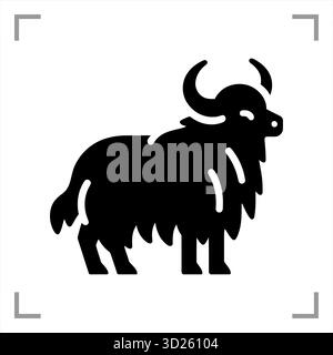 Ein schwarz-weißes Tiersymbol im Icon-, Logo-, Maskottchen- oder Piktogrammstil besticht durch ein klares, minimalistisches Design ohne Hintergrund Stock Vektor