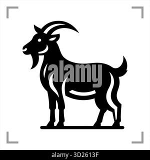 Ein schwarz-weißes Tiersymbol im Icon-, Logo-, Maskottchen- oder Piktogrammstil besticht durch ein klares, minimalistisches Design ohne Hintergrund Stock Vektor