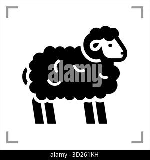 Ein schwarz-weißes Tiersymbol im Icon-, Logo-, Maskottchen- oder Piktogrammstil besticht durch ein klares, minimalistisches Design ohne Hintergrund Stock Vektor