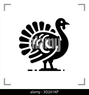 Ein schwarz-weißes Tiersymbol im Icon-, Logo-, Maskottchen- oder Piktogrammstil besticht durch ein klares, minimalistisches Design ohne Hintergrund Stock Vektor