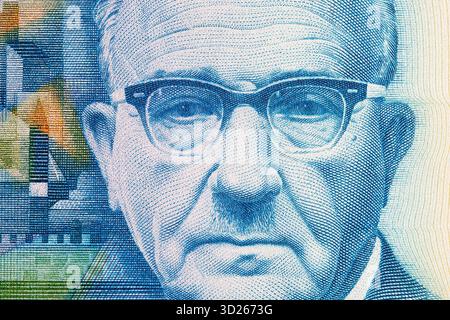 Levi Eshkol ein Nahaufnahme-Porträt aus israelischem Geld - New Shekel Stockfoto