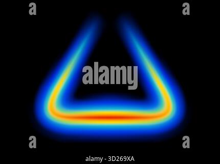 Abstrakte Form, die in Neonlicht leuchtet, mit Heatmap-Farbpalette Stock Vektor