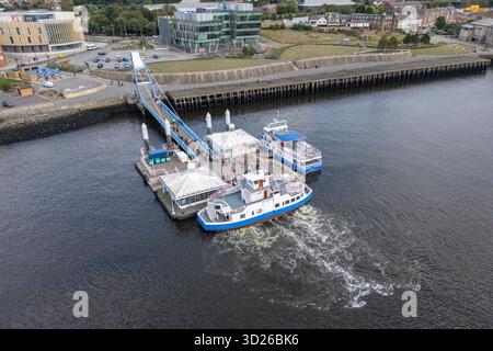 Luftaufnahme der South Shields Ferry Landing, River Tyne, Newcastle, Großbritannien. Stockfoto