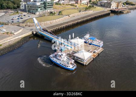 Luftaufnahme der South Shields Ferry Landing, River Tyne, Newcastle, Großbritannien. Stockfoto